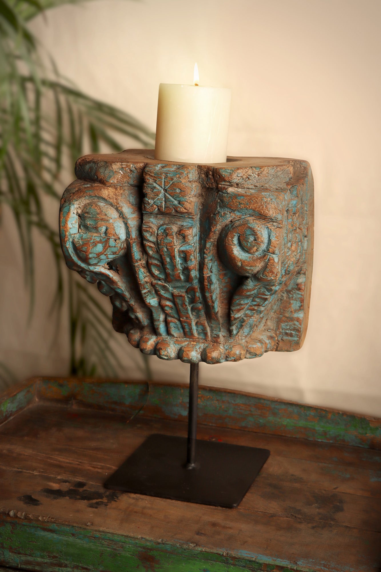 Vintage Carved Candle Stand