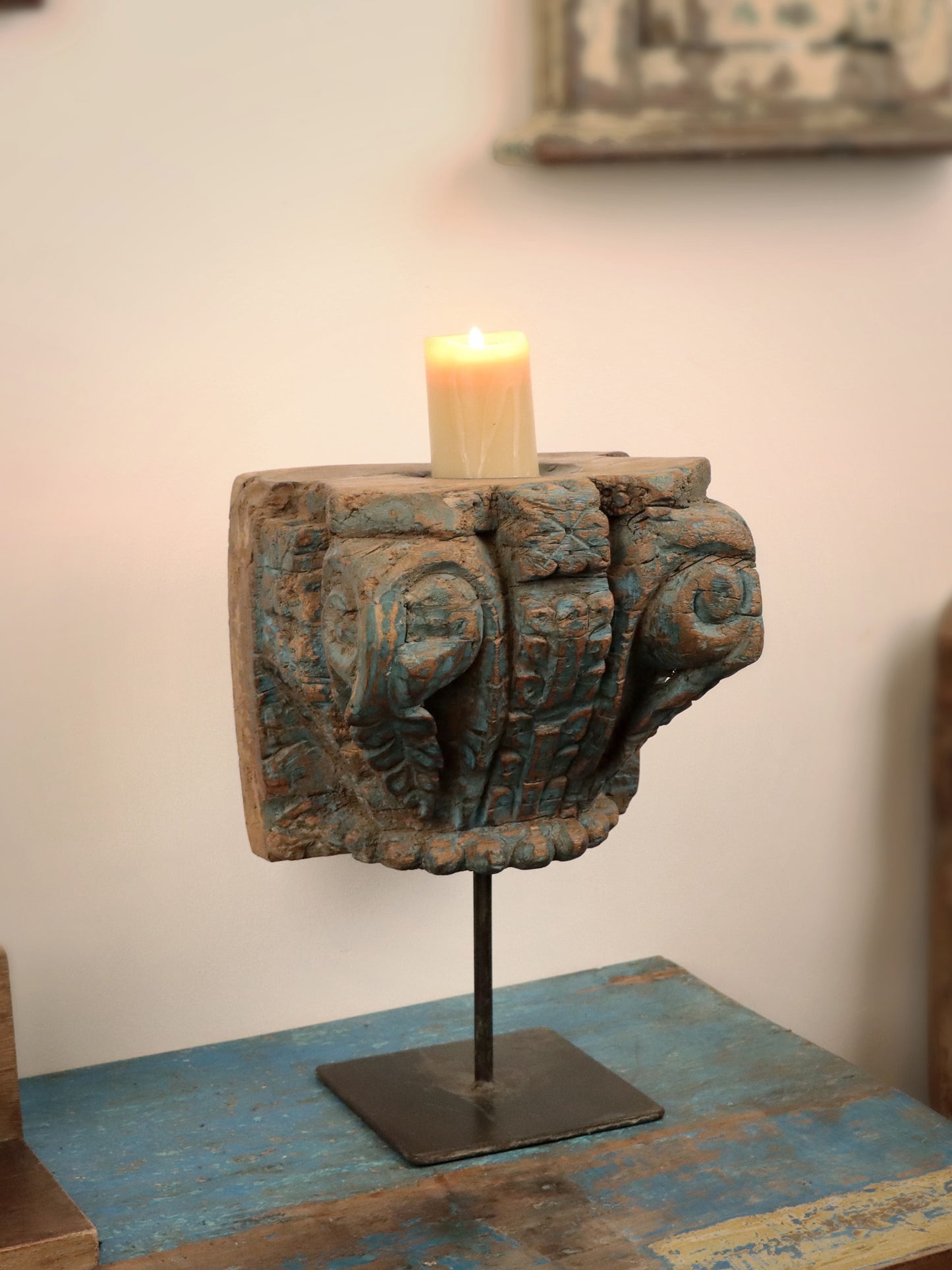 Vintage Carved Candle Stand