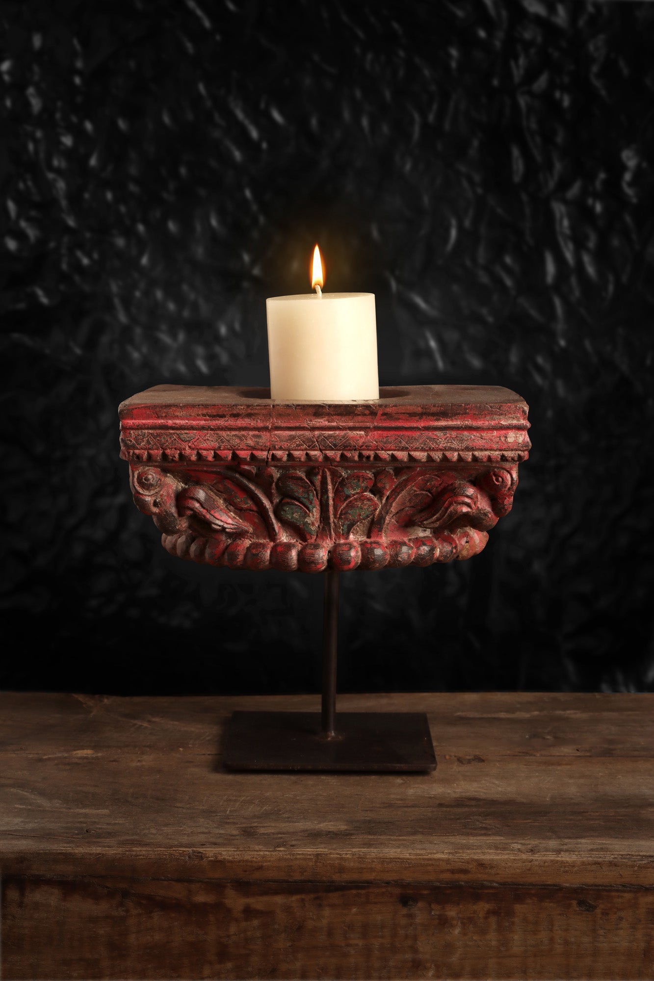 Vintage Carved Candle Stand