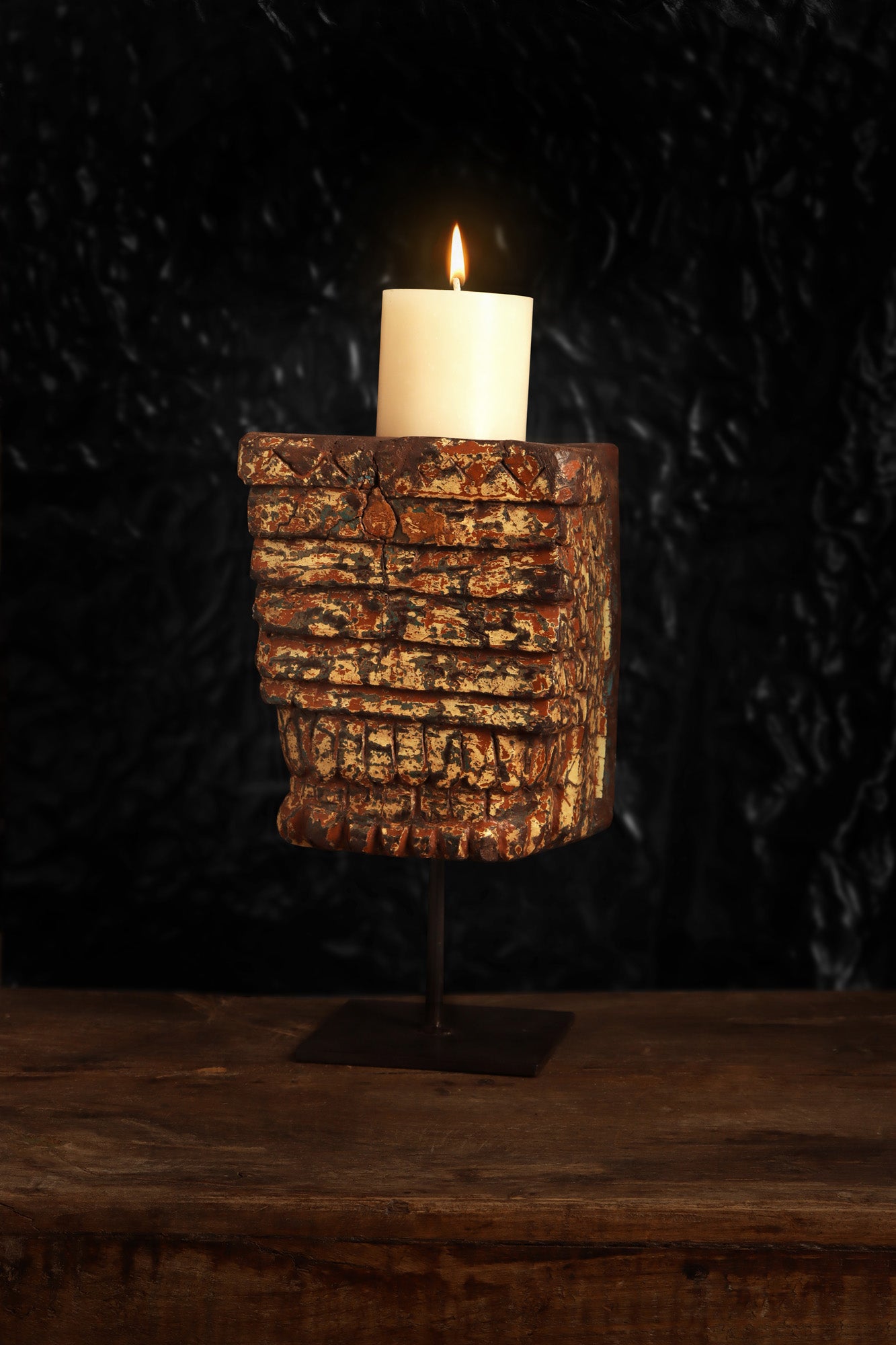 Vintage Carved Candle Stand