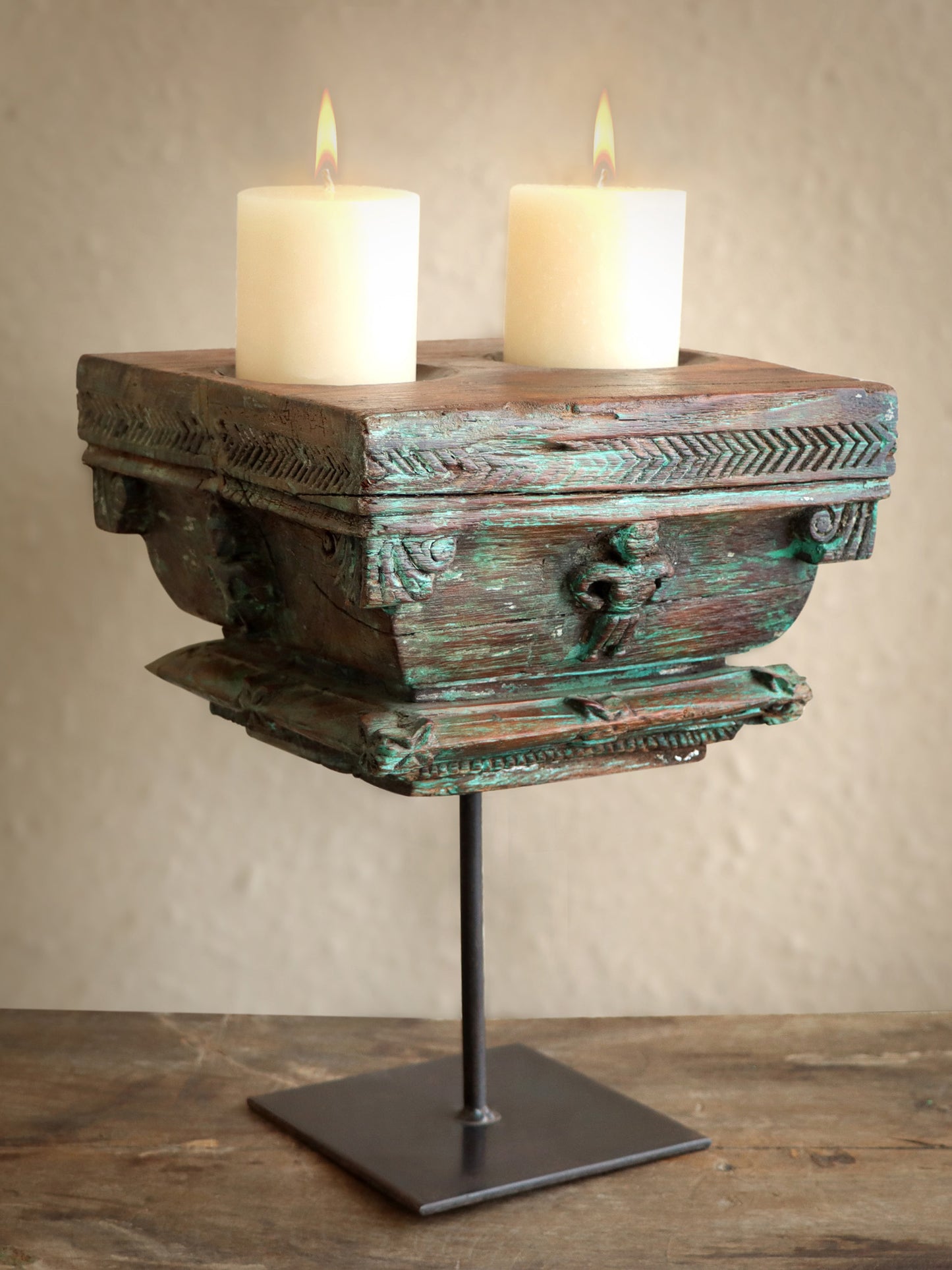 Vintage Carved Candle Stand