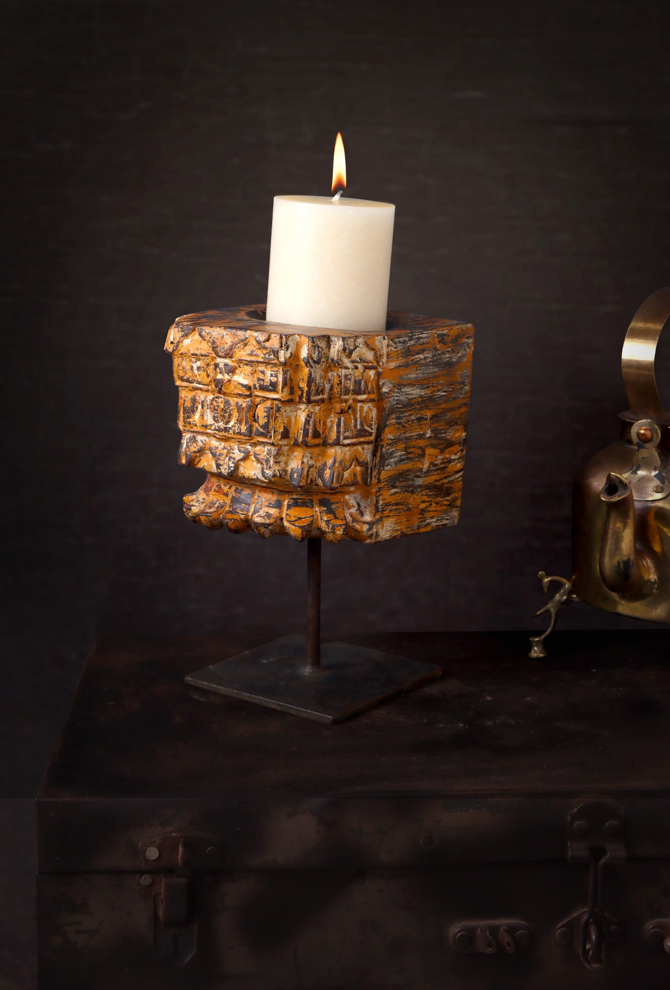 Vintage Carved Candle Stand