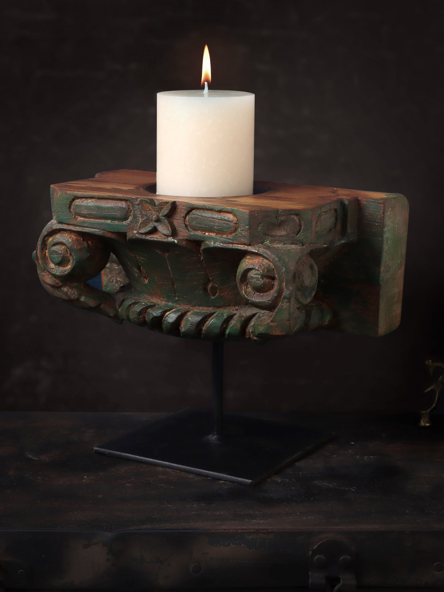 Vintage Carved Candle Stand