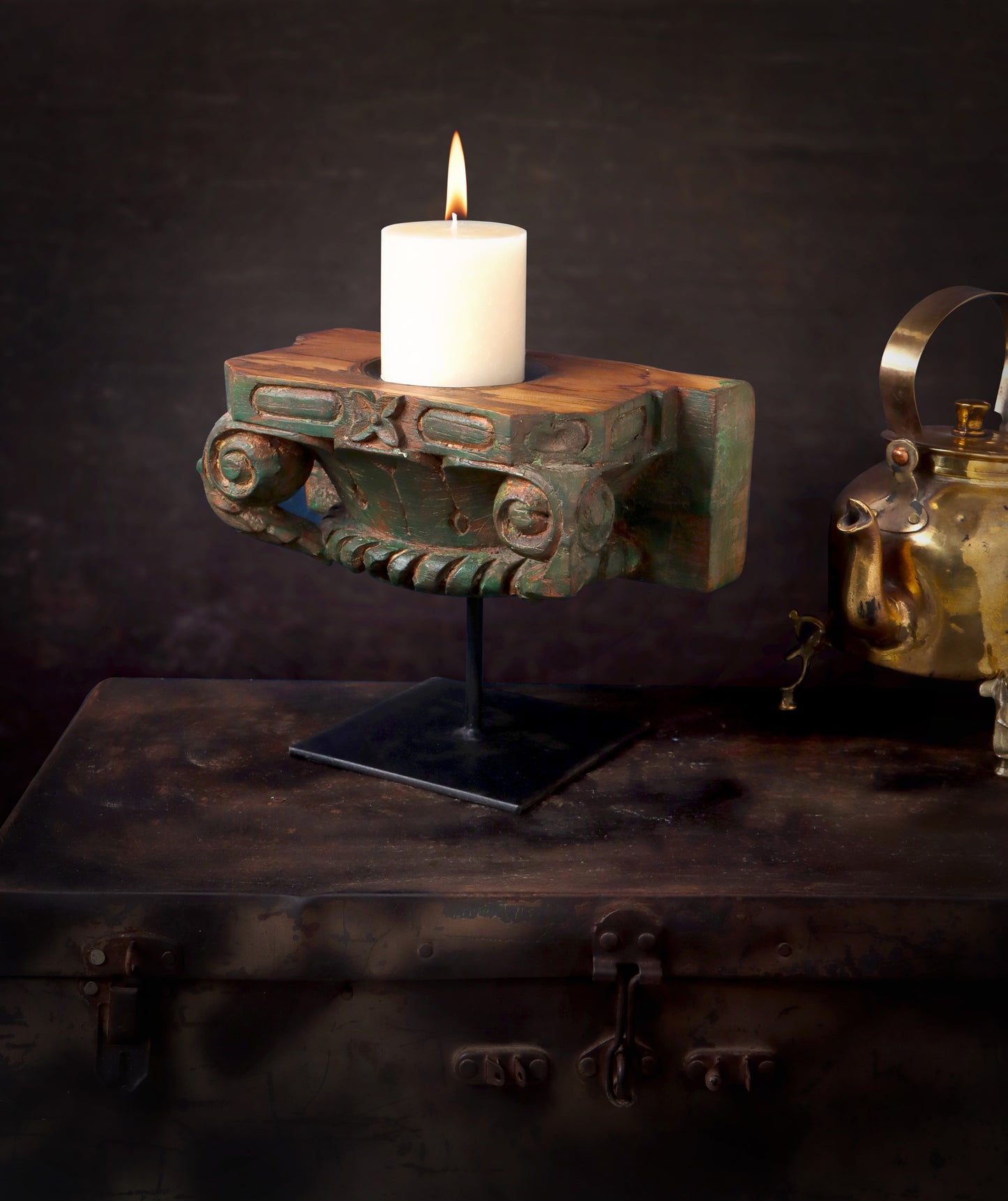 Vintage Carved Candle Stand