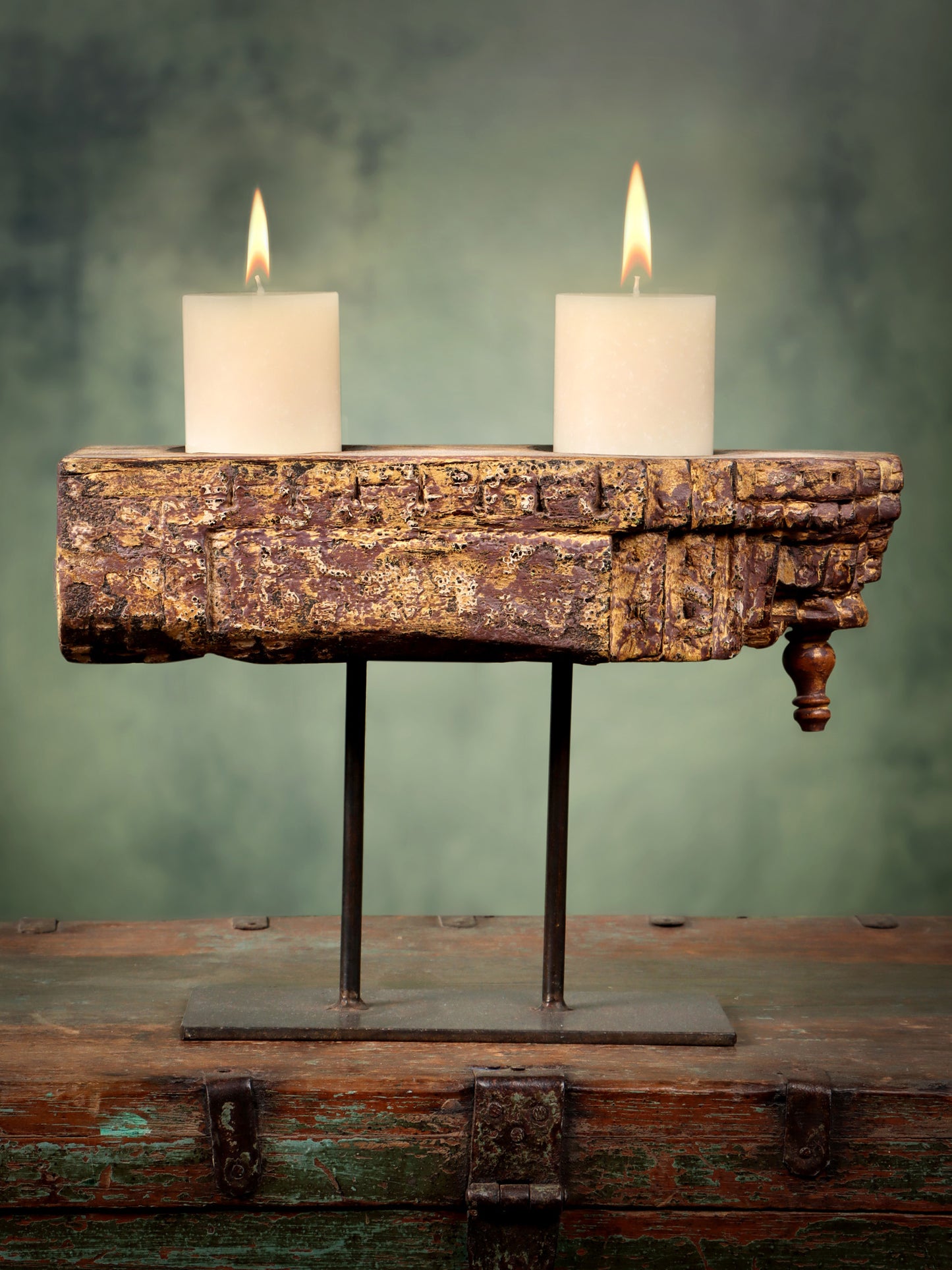 Vintage Carved Candle Stand