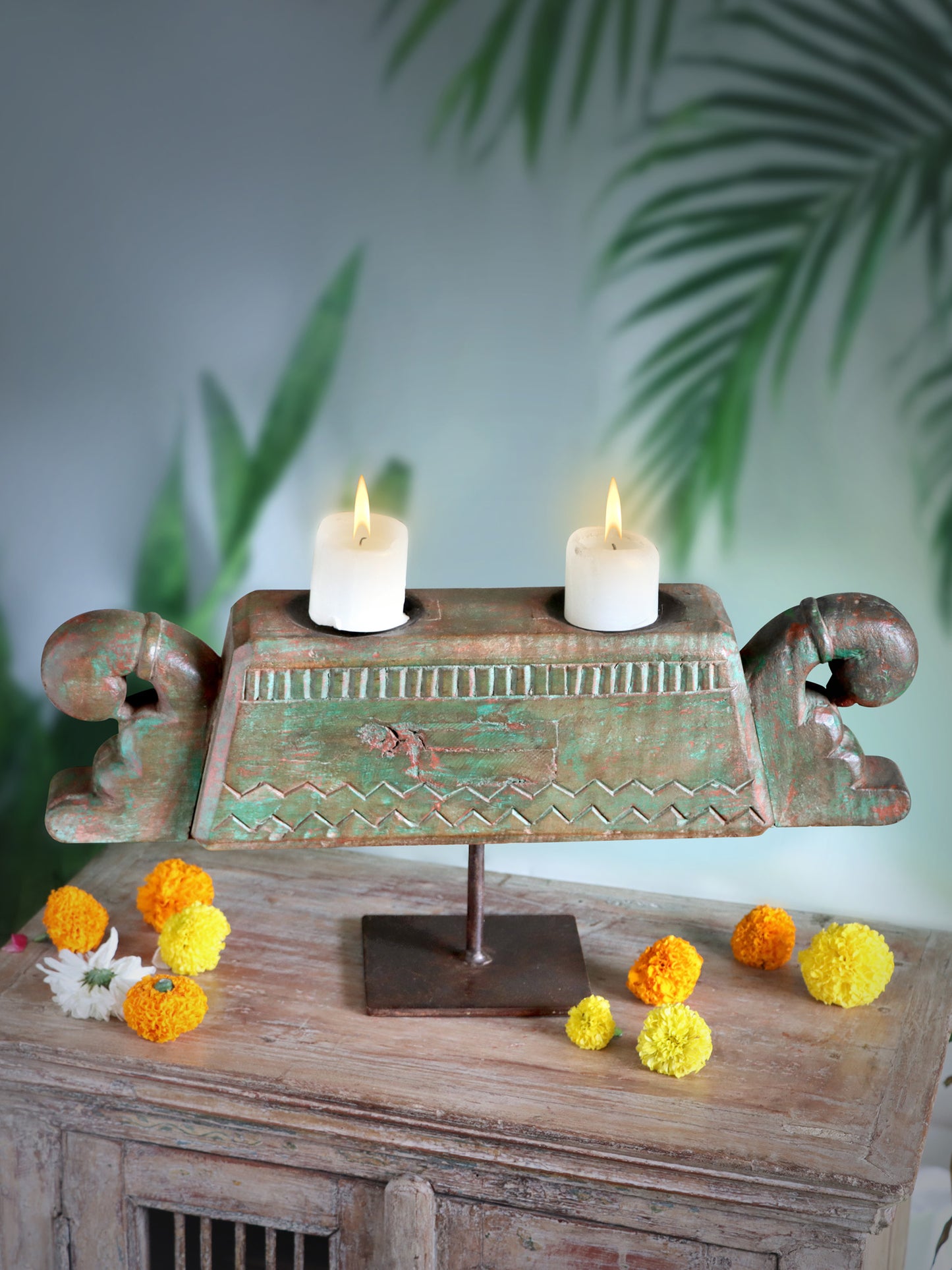 Vintage Carved Candle Stand